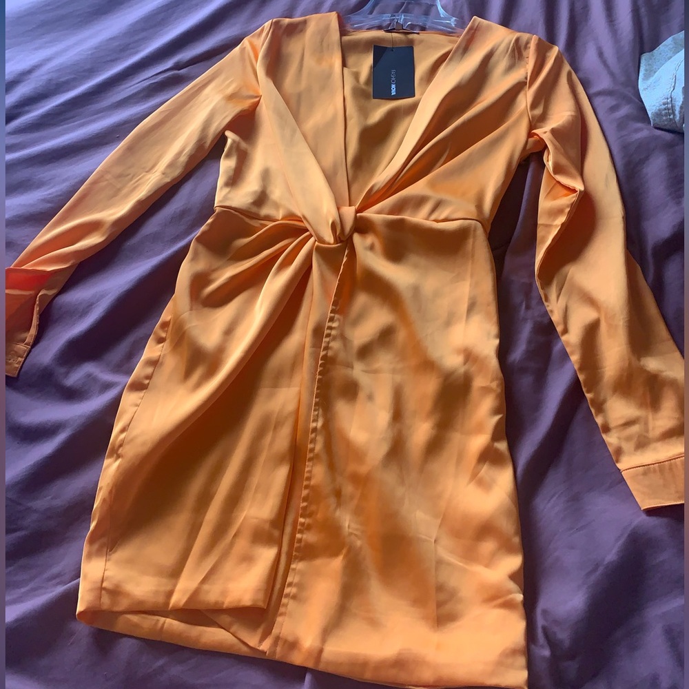 Orange satin Fashion Nova dress